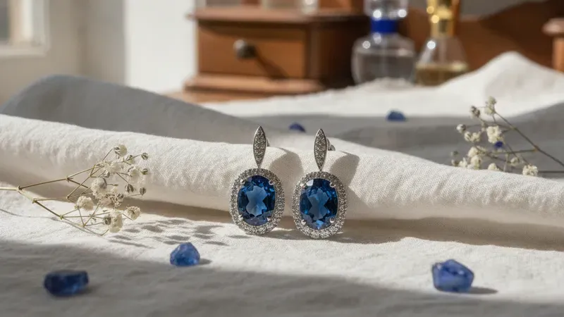 Boucles d'oreilles puces saphir minimalistes